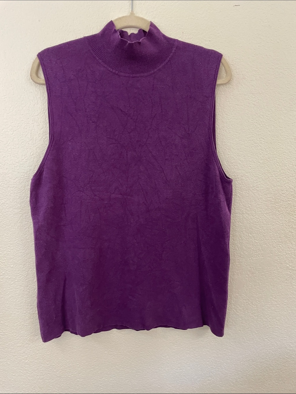 Chico's Purple Sleeveless Mock-Neck Knit Tank silk blend classic Sz 3 21x27